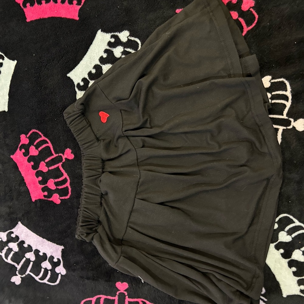 SHEIN Black Midi Skirt with Red Heart Detail